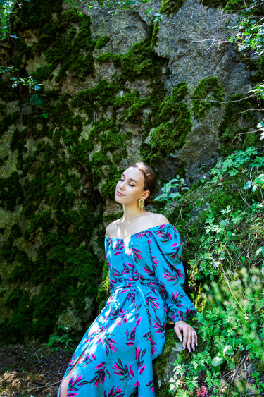 chinese dress ladies Baltic Born Womens Kia Kimono Maxi Dress | Deep Topaz Floral