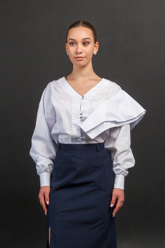 Elegant Asymmetric Ruffle Blouse
