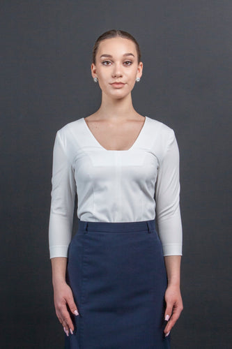 Square neck white blouse