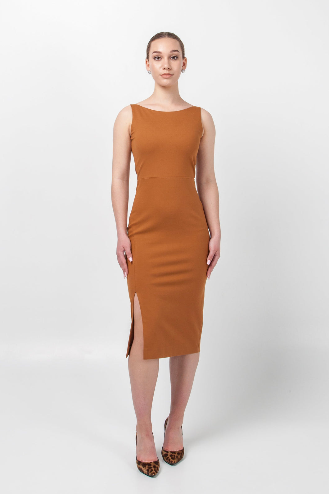 Burnt orange bodycon dress