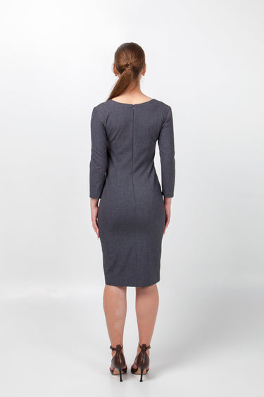 grey fitted work dress Red Short Sleeve Scoop Neck Corset Lace-Up Detail A-Line Mini Dress /1-2-2-1 main image 0