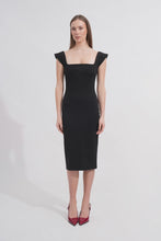 Load and play video in Gallery viewer, Black Bodycon Midi Dress Square Neck
