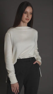 White oversized sweater with scarf