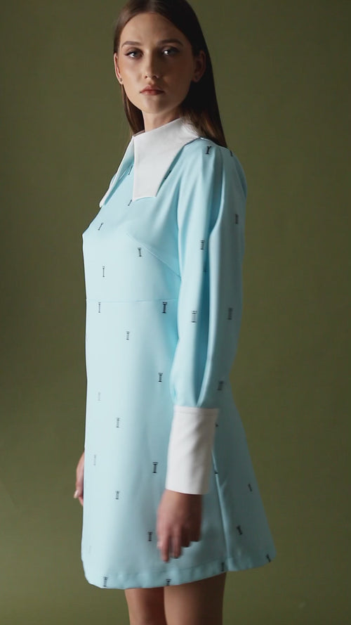 Light blue dress with white sale collar