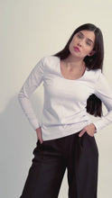 Load and play video in Gallery viewer, White Blouse with Square Neckline
