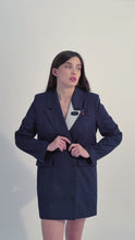 Load and play video in Gallery viewer, Raw Edge Deconstructed Navy Blazer Dress
