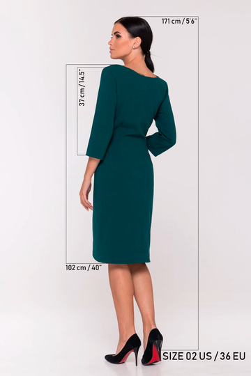 Asymmetrical cowl neck green dress
