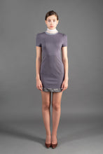 Load image into Gallery viewer, Gray dress with removable white plisse collar
