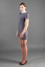 Load image into Gallery viewer, Gray dress with removable white plisse collar
