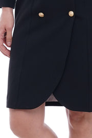 Black gold button blazer dress