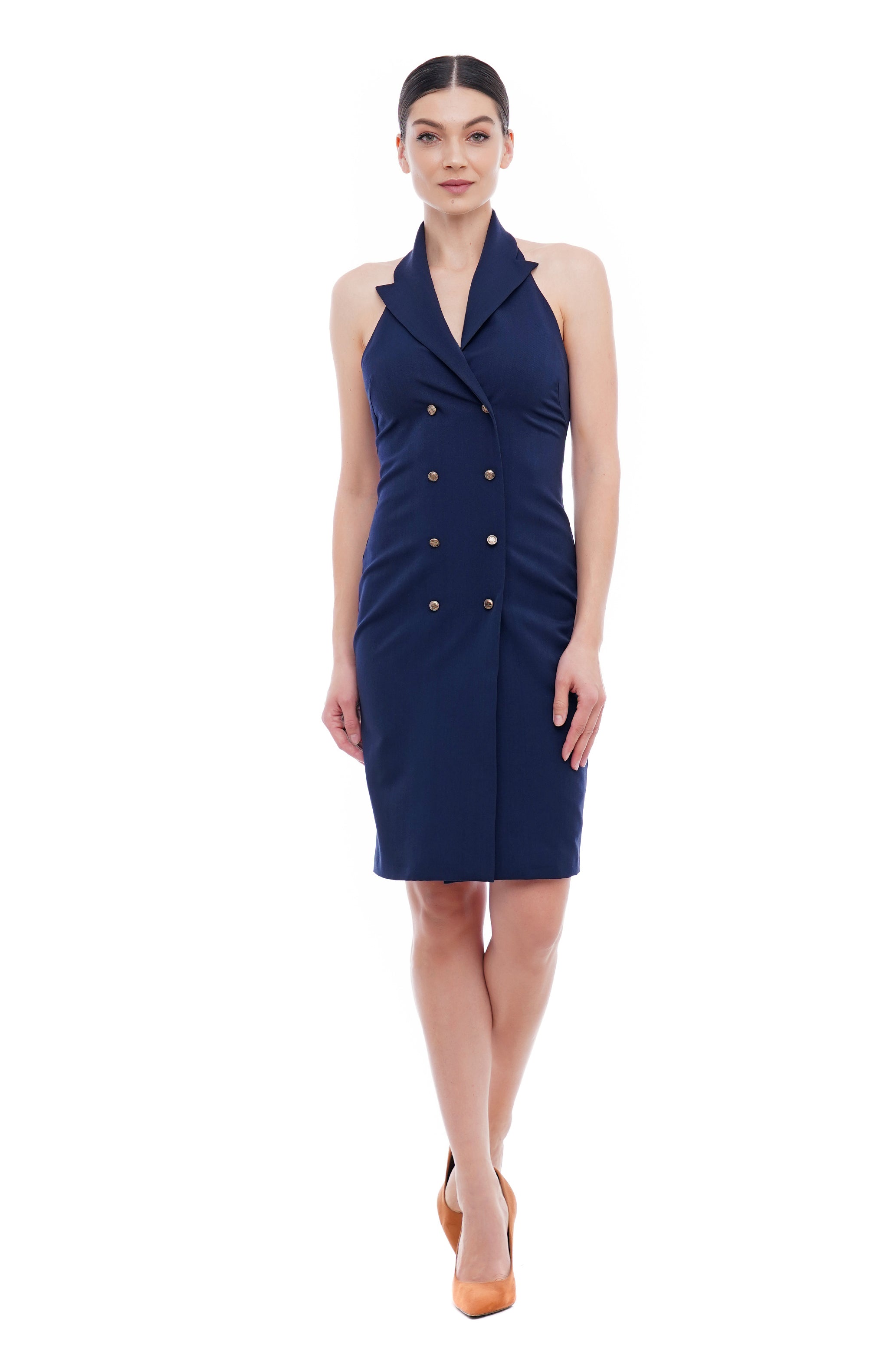 Chic Blazer Dress with Halter Neckline and Pencil Silhouette for Any Event  – TAVROVSKA