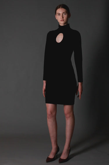 black sparkle long sleeve dress Marienne Black Velvet Sequin Long Sleeve Mini Dress - US 6
