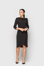 Load image into Gallery viewer, Asymmetrical Cowl Neck Little Black Dress

