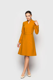 Mustard Fit & flare Cocktail Dress