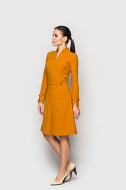Mustard Fit & flare Cocktail Dress
