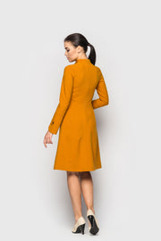Mustard Fit & flare Cocktail Dress
