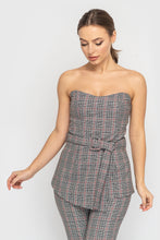 Load image into Gallery viewer, Plaid Off Shoulder Two Piece Set
