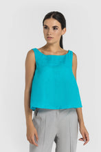 Load image into Gallery viewer, Blue Linen Crop Top
