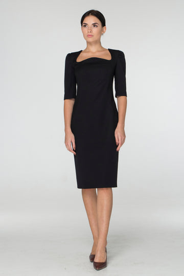 midi pencil dress Black related:sukai-shirred-top-brown-floral-print elongating finish Linen blend LENGTH:61