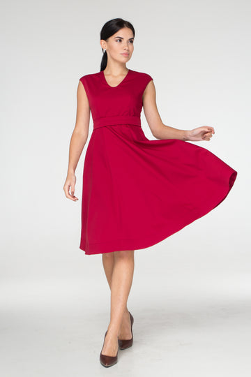 Red midi fit and flare dress