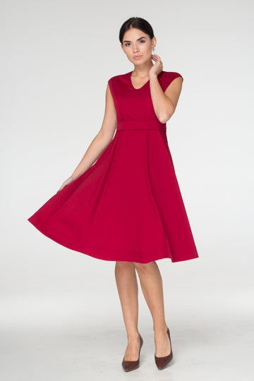 Red midi fit and flare dress