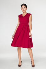 Load image into Gallery viewer, Red midi fit and flare dress
