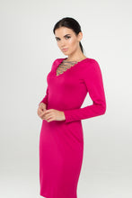 Load image into Gallery viewer, Pink lace-up jersey bodycon dress
