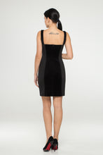Load image into Gallery viewer, Black cocktail velour dress
