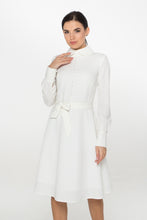 Load image into Gallery viewer, Collared Button front white dress
