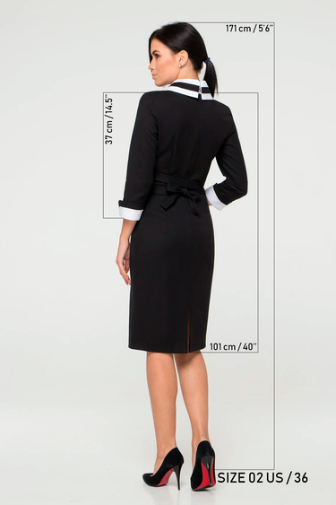 Elegant Midi Pencil Dress with Peter Pan Collar and Cuffs  TAVROVSKA