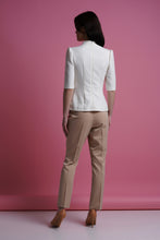 Load image into Gallery viewer, Mandarin collar keyhole white blouse
