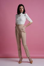 Load image into Gallery viewer, Beige pegged high waist pants
