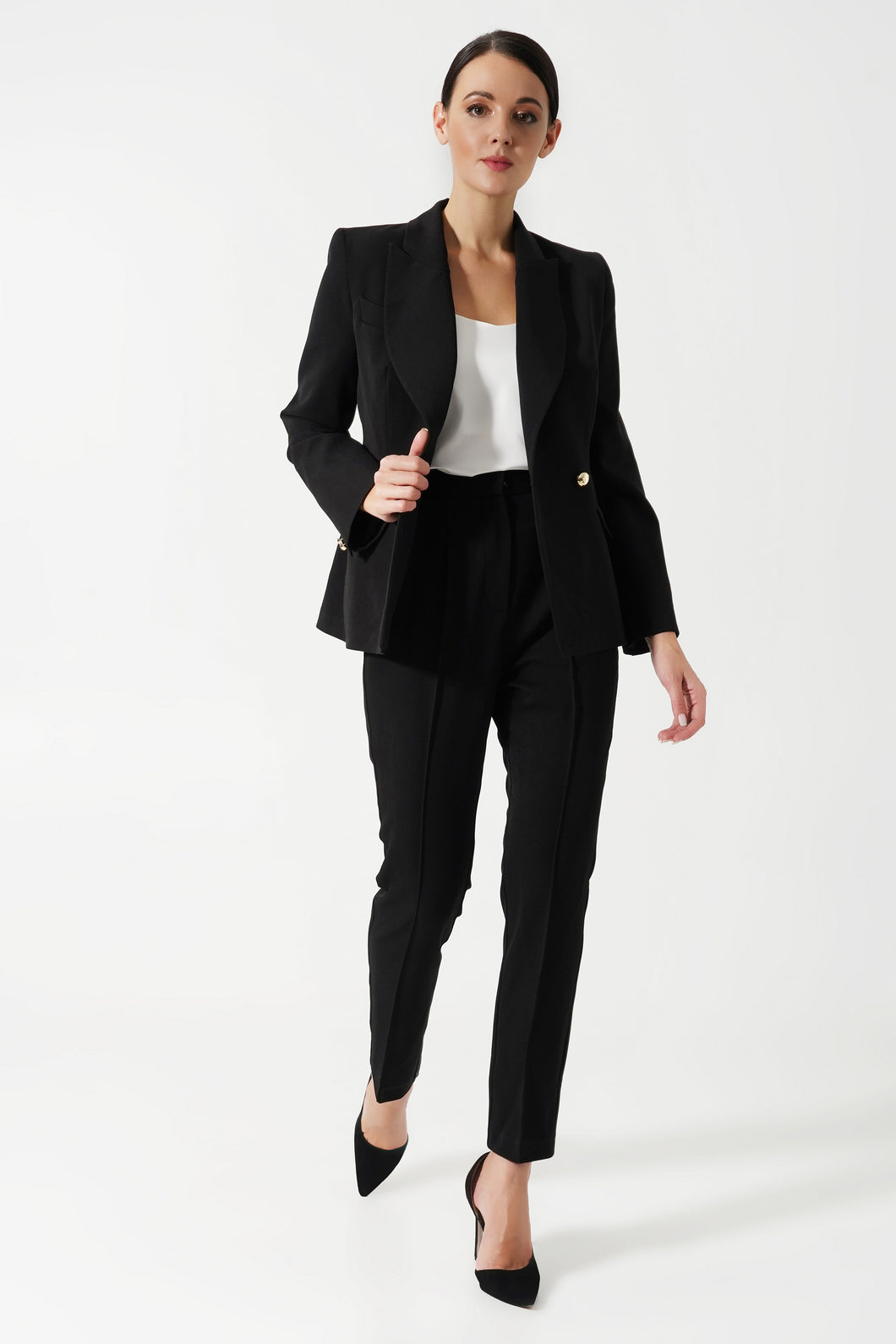 Black notch lapel pant suit