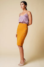 Load image into Gallery viewer, Double slit button front midi skirt
