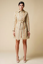 Load image into Gallery viewer, Striped yellow high rounded collar trench coat
