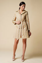 Load image into Gallery viewer, Striped yellow high rounded collar trench coat
