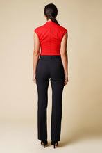Load image into Gallery viewer, High neck cap sleeve red blouse
