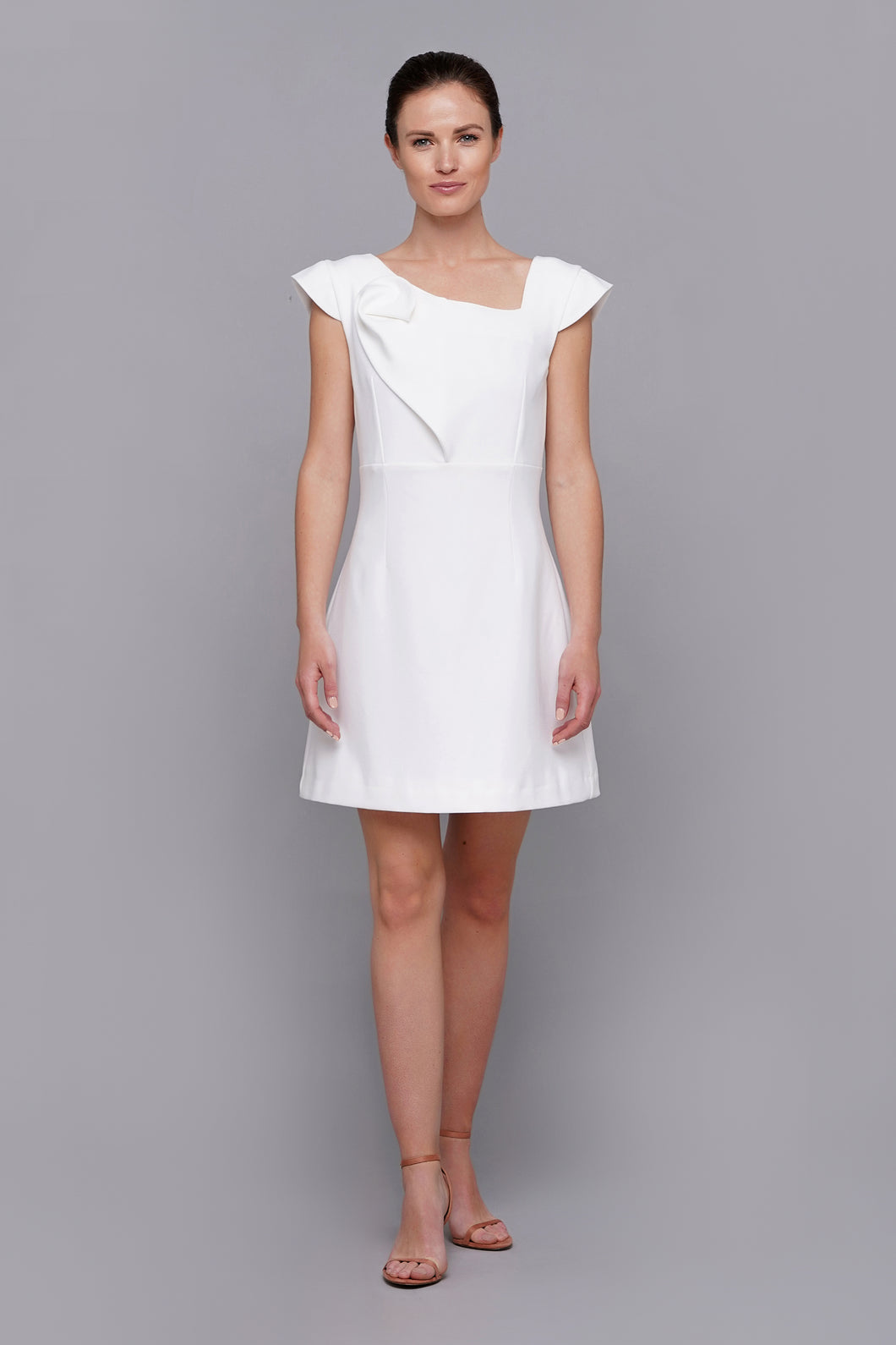 Asymmetrical white cocktail dress