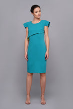Load image into Gallery viewer, Asymmetrical teal cocktail pencil dress

