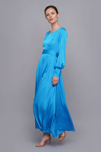 Load image into Gallery viewer, Blue long sleeve maxi dress
