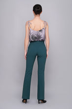 Load image into Gallery viewer, Green high waist flared leg trousers
