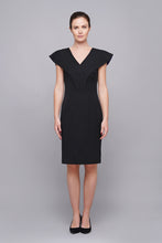 Load image into Gallery viewer, Black angel sleeve midi pencil dress
