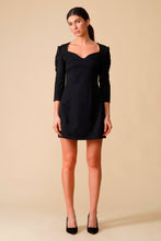 Load image into Gallery viewer, Black sweetheart neckline puffy sleeve dress
