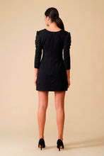Load image into Gallery viewer, Black sweetheart neckline puffy sleeve dress
