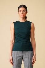 Load image into Gallery viewer, Dark green asymmetrical jersey fitted top
