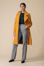 Load image into Gallery viewer, Mustard wool boucle double breasted cloverleaf collar coat
