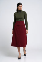Load image into Gallery viewer, Burgundy midi skirt
