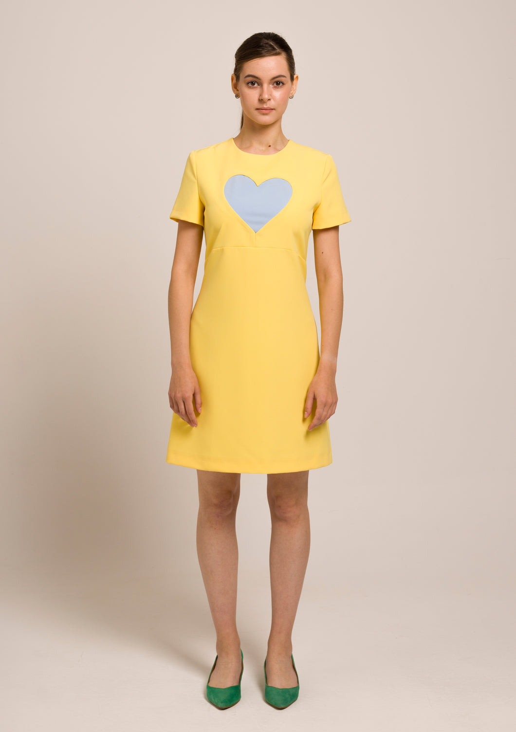Yellow dress with blue heart