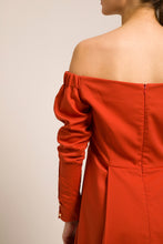 Load image into Gallery viewer, Open shoulders terracotta mini dress
