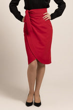 Load image into Gallery viewer, Wrap midi skirt in red
